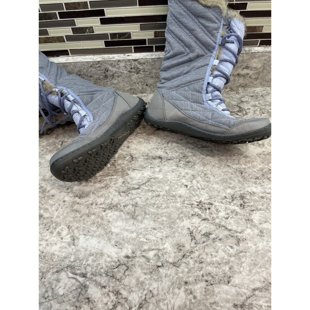 Columbia Minx Mid II Omni heat fur trim insulated tall boots gray & blue size 8 - Picture 6 of 9